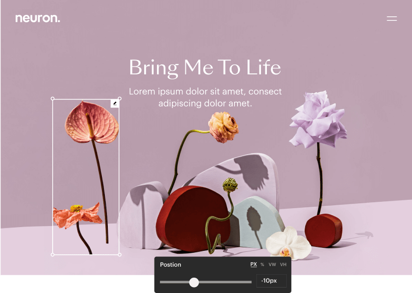 Custom positioning interface with absolute and relative controls